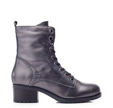 MODA IN PELLE Bezzie metallic graphite Leather Block Heel Ankle Boots 3/36 £139 