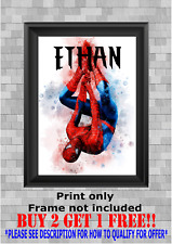 Personalised Marvel Spiderman Name Print Children's Room Wall Art Poster Gift 