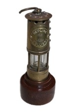 Miners Lamp 58mm Mini Gedling Colliery Pat Allan Nottingham with Wooden Base
