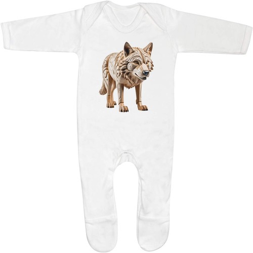 Carved wolf baby romper - 'carved, wolf'