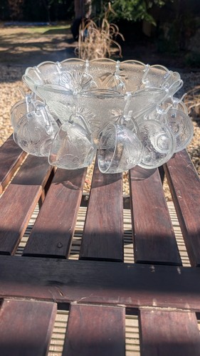 Vintage glass punchbowl - vintage,