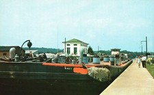 Vintage Postcard River Barge