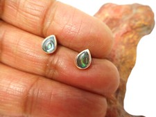 Small Abalone  Sterling  Silver 925 Gemstone Stud Earrings