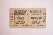 Railway ticket gwr - ticket, shrewsbury