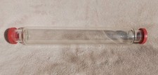 Pyrex JAJ Vintage 1960s Clear Glass Rolling Pin with Red End Caps Baking