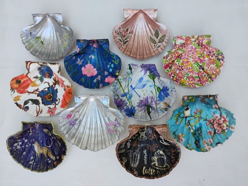 Decorated scallop shells - shells,