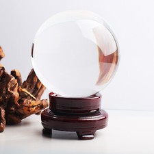 Clear Glass Crystal Ball Magic Healing Meditate Sphere 80mm/100mm + Stand