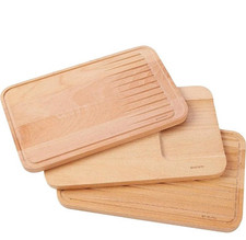 Brabantia 3 Piece Wooden Chopping Board Set (Beech Wood) Multipurpose Vegetable