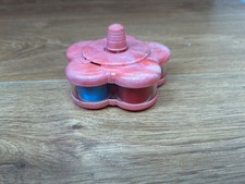 Vintage Sewing Thread Spool / Reel Holder with 5 Vintage Spools of Thread - Pink