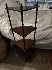 Antique Victorian Walnut Wooden 4 Tiered Corner Display Storage Unit.