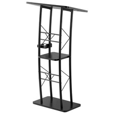 Podium Stand 47 in Curved Metal Lectern Storage Shelf Classroom Wedding