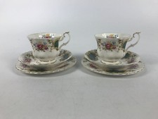 Royal Albert Berkeley Two Tea Cup & Saucer & Side Plate Bone China Vintage Set