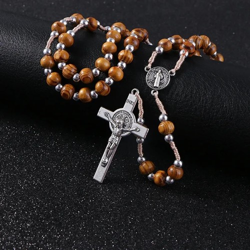 Catholic wooden rosary beads - wooden,