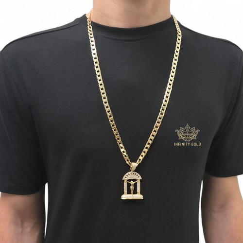 9ct gold jesus pillar - gold,