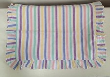 Two Vintage  1950s FRILLED PILLOWCASE CANDY STRIPE