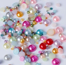 Flat back Mixed Colours Pearl Rhinestone Face Gems Craft Card Making Embellish
