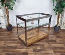 Vintage Mid-Century Merrow Associates Chrome & Rosewood Drinks Tea Trolley Bar