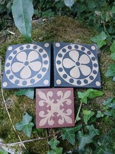 THREE VINTAGE GOTHIC REVIVAL ENCAUSTIC FLOOR OR HEARTH TILES