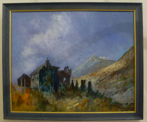 Signed oil painting mountain - signed,