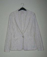 Francomina White Lace Jacket UK 12/14 Single Button Front Designer Fully Lined