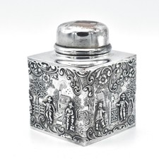 Antique Silver Plated Dutch Tea Caddy Silver On Copper