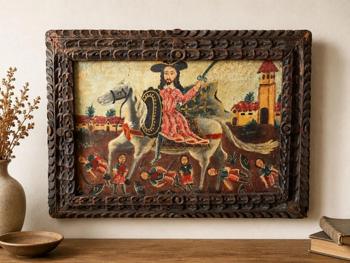 Antique santiago matamoros - santiago, oil