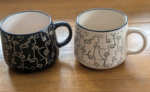 Abstract profile face mugs set - profile,