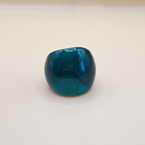Chunky teal glass ring murano - chunky,