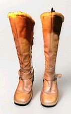 Dr Martens Womens Boots Tan Leather Knee High Ankle Buckle Zip Faux Fur UK 6