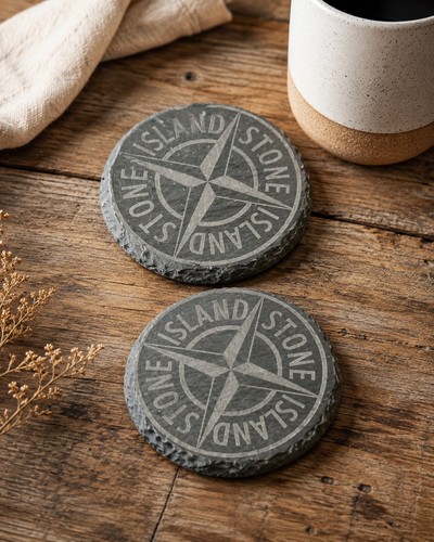 Pair stoney slate coasters - of,