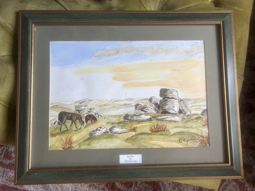Fox tor watercolour framed - tor, watercolour.