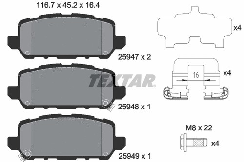 Rear brake pad set - rear,