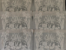 6 Vintage hand crochet lace table mats Mary Card? Swan and Iris pond lily