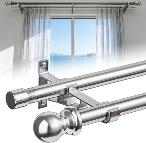 Double curtain poles - double,