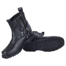 Australian Bikers Mens Motorcycle Cruiser Short Rebel Harness Leather Biker Boot