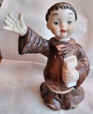 Vintage Enesco Friar Monk Bell Brown Robe Religious Ceramic Figure Porcelain