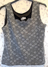 Joseph Ribkoff size 20 grey floral vest tank top scallop neck vintage