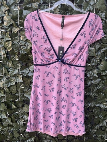 Motel pink floral mini dress - pink,