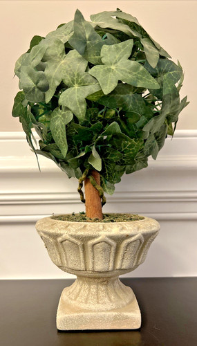 Silk wood topiary - wood, 12"