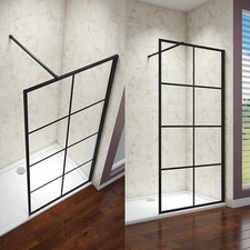 Matt black Walk In Wet Room Shower Enclosure Cubicle NANO 8mm Glass Screen