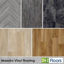 Plank & Tile Effect Vinyl Flooring Budget 2mm Lino Kitchen Bathroom