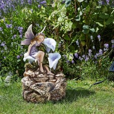 Solar Power Fairy Liliana Flower Cascade Outdoor Garden Water Fountain Feature
