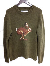 Joules green & brown Hare pattern lambswool blend jumper L/42"-44"chest