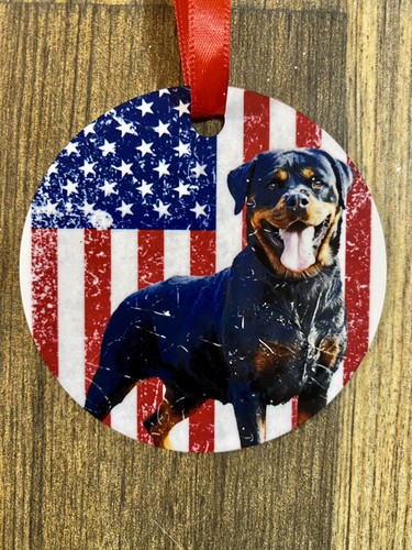 Rottweiler dog american flag - rottweiler,