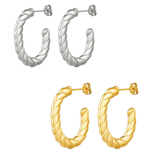 Gold silver earrings - gold,