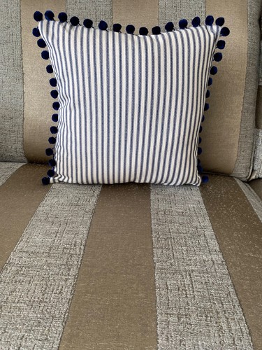 French ticking fabric blue - ticking,