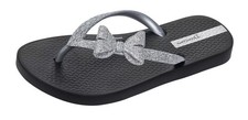 Ipanema Kids Sparkle Bow Girls Flip Flops Sandals Black &Silver UK Size 8K EU 25