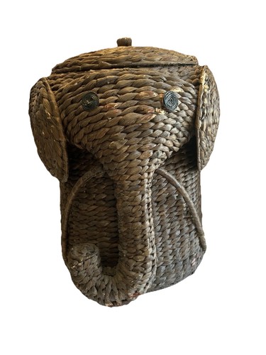 Large vintage wicker elephant - large,