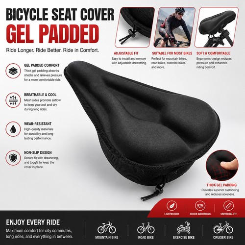 Bike gel seat cover bicycle - gel,