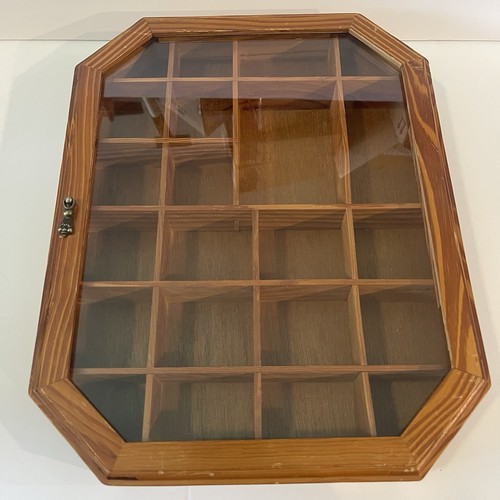 Vintage wood glass curio - vintage,